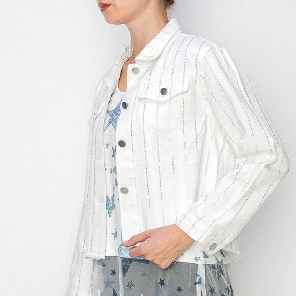 new ORIGMAI embellished jean denim jacket (4-colors) SM-2X classic rhinestones - Picture 14 of 16